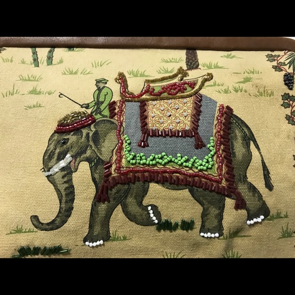 Pretty Vintage Beaded Elephant Canvas Bag! - Picture 8 of 13